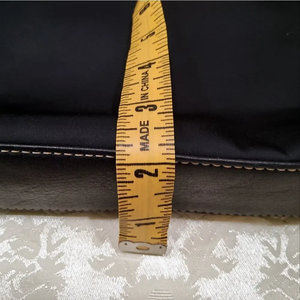 Levenger Black Canvas Leather Large Laptop Crossbody Bag